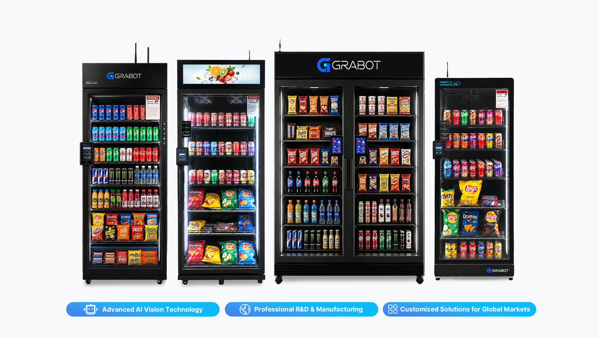 Grabot AI Smart Cooler Vending Machine lineup