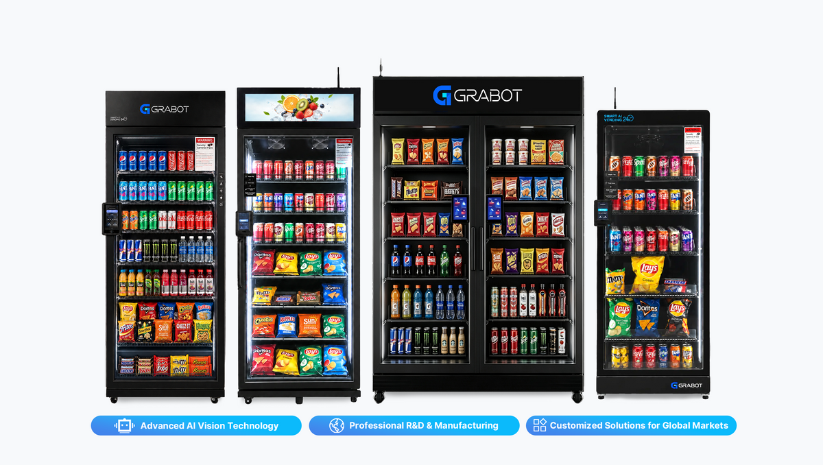 Grabot AI Smart Cooler Vending Machine lineup